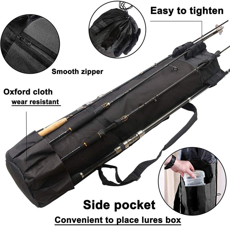 SILANON Fishing Rod Bag Pole Holder, Portable Fishing Rod Case Carrier Canvas Pole Storage Bag Travel Carry Case Waterproof Fishing Tackle Gear Organizer - Image 2